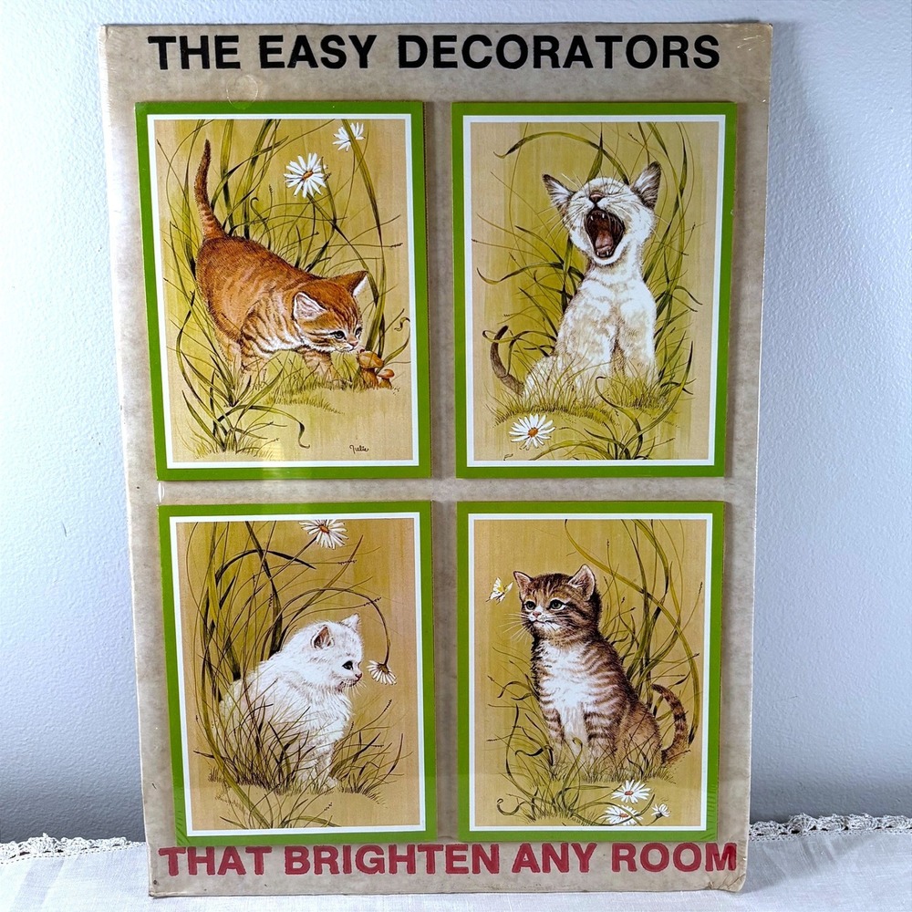 Vintage 1979 The Easy Decorators Action Industries Kitten Wall Art Plaques NOS
